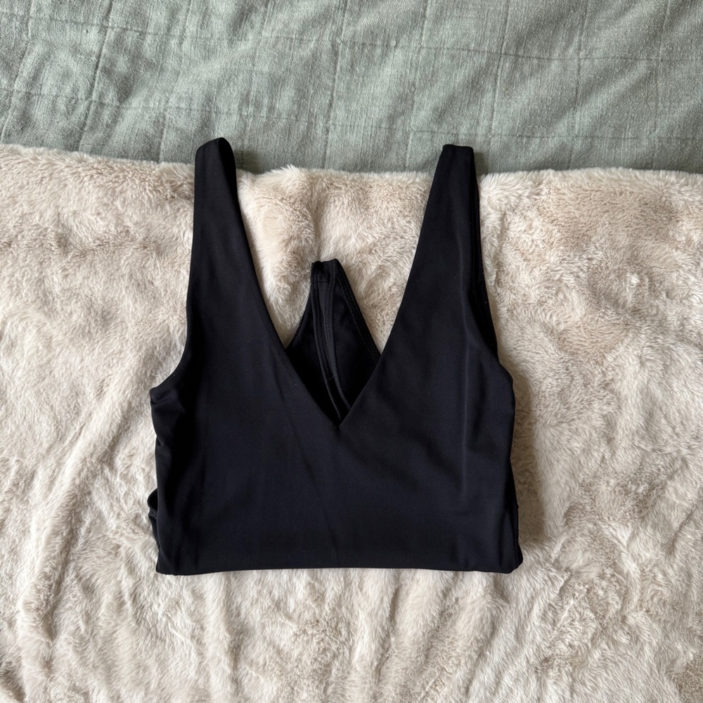 Black Deep V-Neck Crop Top